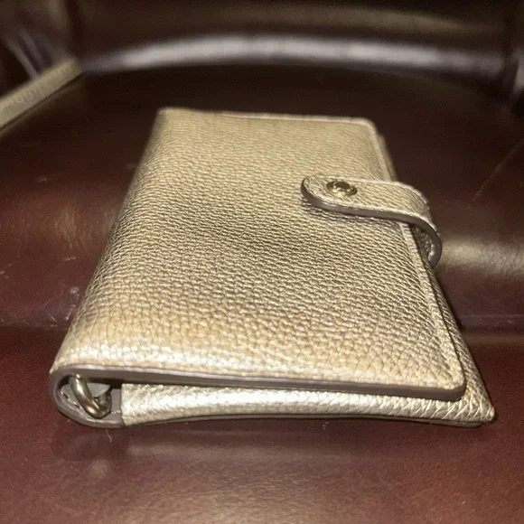 **SOLD** NWOT Coach Gold Leather Slim Snap Bifold Wristlet/Clutch - Picture 6 of 14